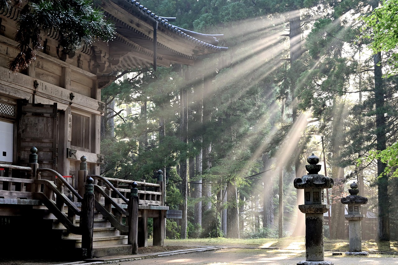 Ancient cedar-lined path through Okunoin Cemetery in Koyasan — a hushed, timeless sanctuary among the most spiritual places to visit in Japan Okunoin Cemetery in Koyasan with moss-covered stone stupas, lanterns, and towering cedar trees