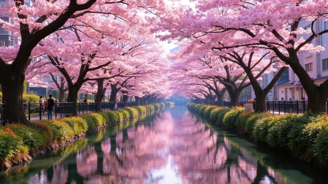 Enchanting cherry blossom tunnel in Jinhae — a world-famous floral highlight and unforgettable stop among places in Korea Cherry blossom tunnel along Yeojwacheon Stream in Jinhae during full bloom