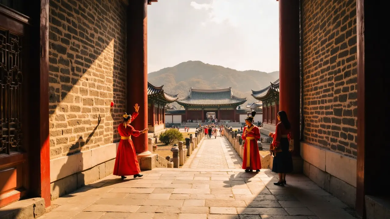 Authentic royal guard changing ceremony at Gyeongbokgung Palace — a vivid cultural highlight among must-visit places in Korea Traditional Korean guard changing ceremony at Gyeongbokgung Palace gates