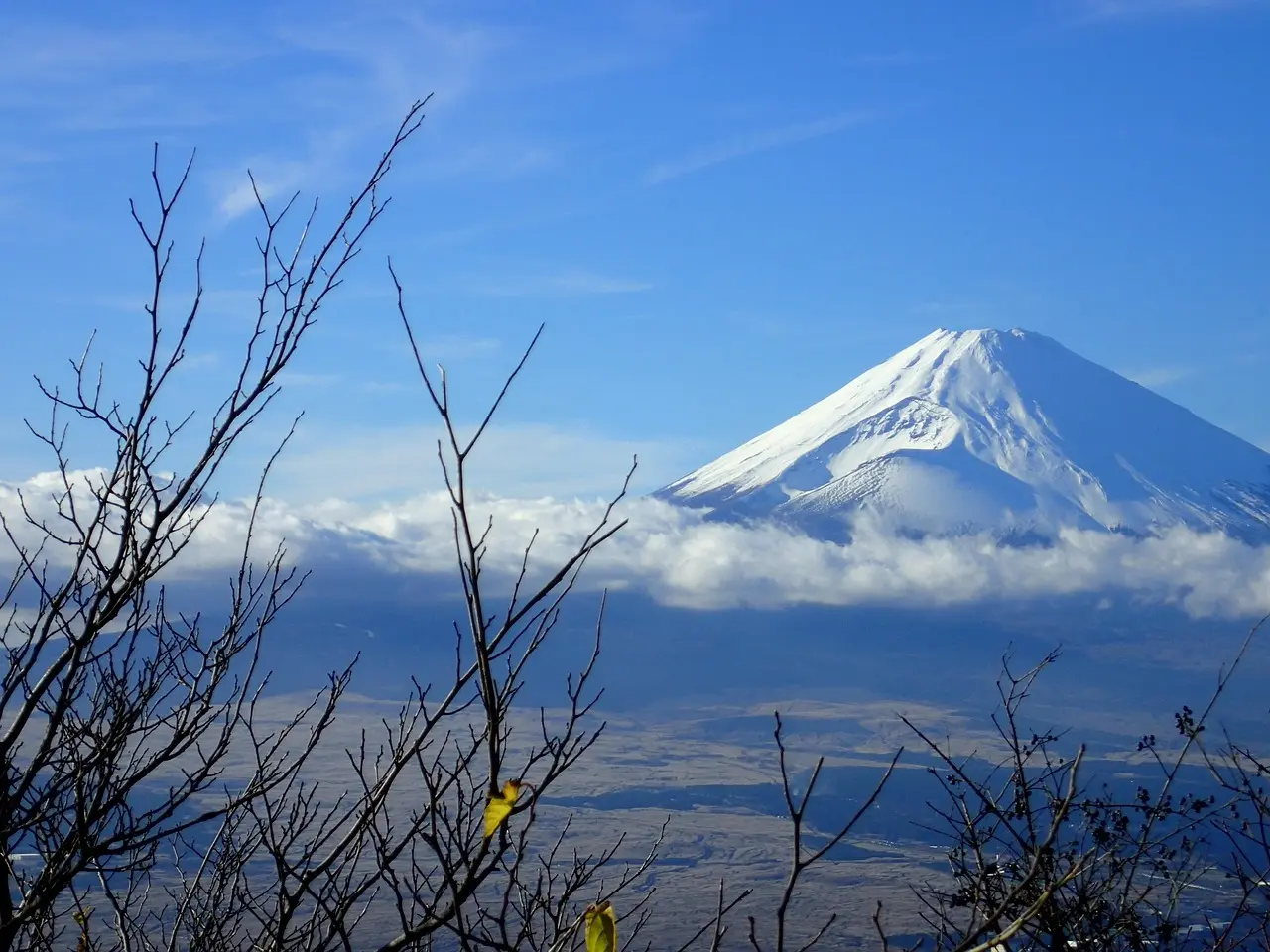 Vista clara del majestuoso Monte Fuji desde el lago Ashi en Hakone, Japón Vista del Monte Fuji desde el lago Ashi en Hakone