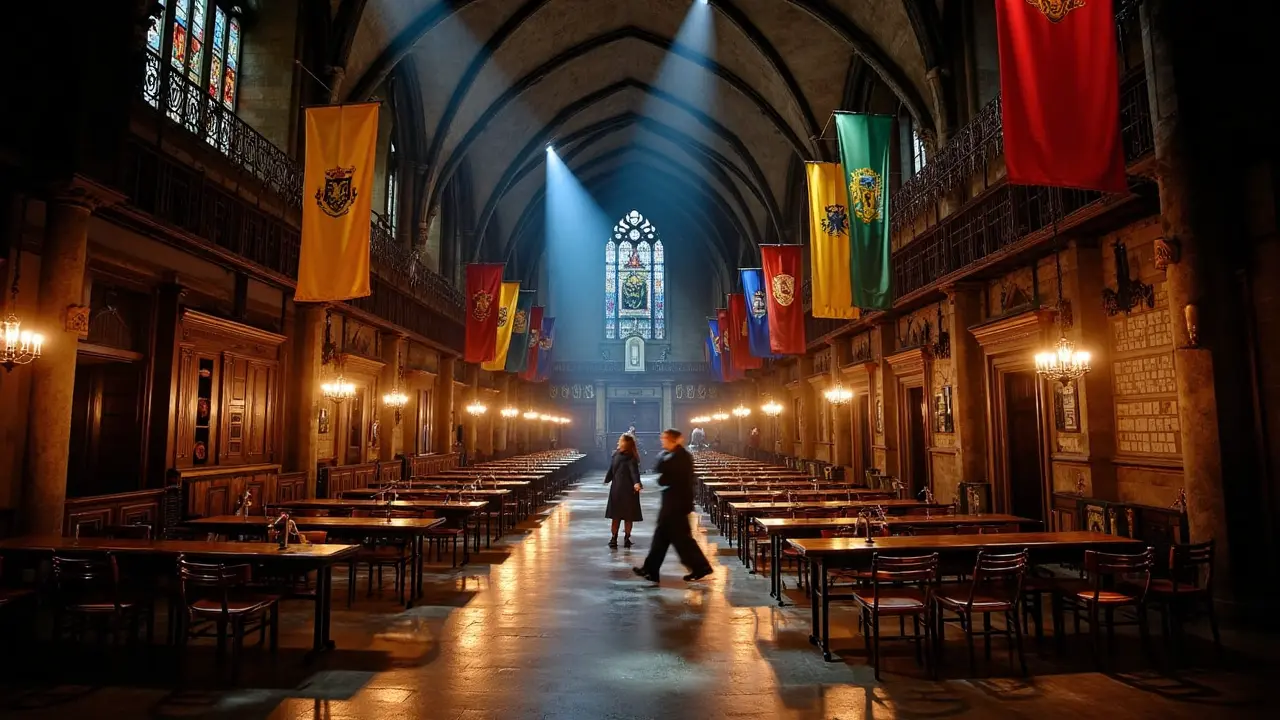 Set del Gran Comedor de Harry Potter en los estudios Warner Bros cerca de Londres